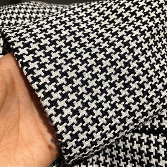 π€ VOYELLES BLACK & WHITE CHECKERED FRINGE FALL BLAZER JACKET! - Picture 7 of 11